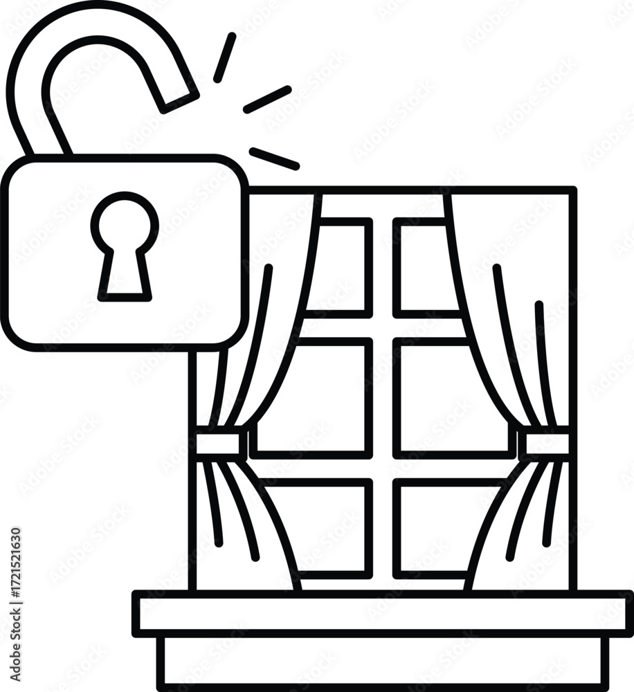 Poster a black and white image of a window with a lock on it