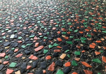Obraz premium Black Terrazzo Texture with Colorful Mosaic Stones – Granite Background Pattern