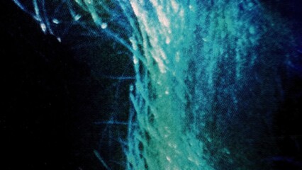 vibrant teal and blue abstract fabric weave with glowing light streaks and pixel texture for modern wallpaper or digital banner