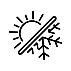 thermal insulation sun snowflake vector icon