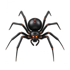Obraz premium Scary black spider with glowing red eye, creepy bug for halloween decoration. An isolated horror arachnid monster, spooky symbol of fear and phobia