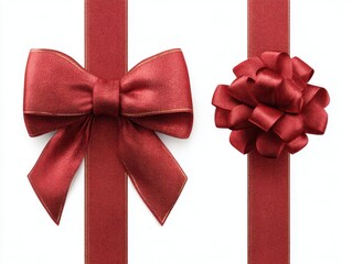 Red bows on white for gift wrapping
