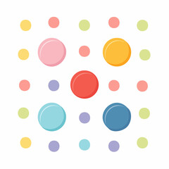 Pastel Colored Circles Pattern on White Background
