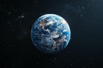 Fototapeta premium Stunning depiction of earth with a vibrant blue atmosphere against a cosmic backdrop