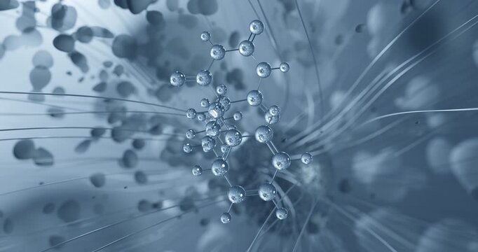 Benzylbutylbarbiturate rotating molecular 3d structure ball-and-stick model, looped video sedative
