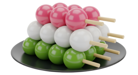 Colorful Dango Skewers on a Plate