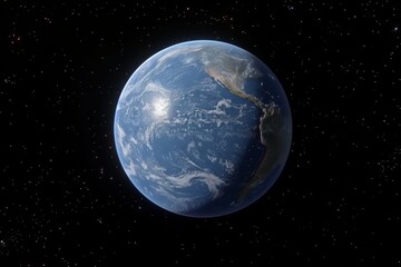 Fototapeta premium Stunning image of earth featuring a vibrant blue atmosphere against the vastness of space