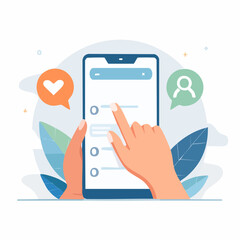 Hands Using Mobile Phone Checklist App