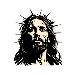 Serene portrait of Jesus Christ with a crown of thorns conveying profound faith and spiritual strength