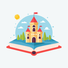 Fairytale Castle Emerging from Open Book