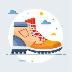 Tan and Orange Hiking Boot Illustration