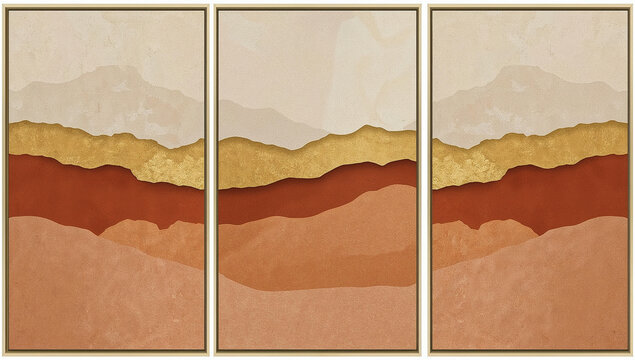 Minimalist Abstract Desert Dunes Triptych Wall Art