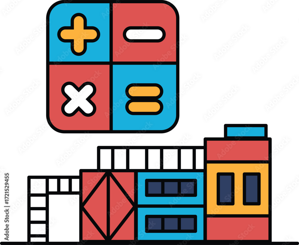 Poster a building with a large number of windows and a large number of numbers