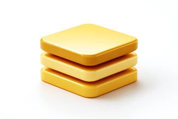 3D Icon of Stacked Gold Rounded Rectangles on White Background