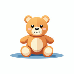 Adorable Brown Teddy Bear Toy Sitting on Light Blue Background