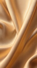 Beautiful background of a soft, flowing golden silk or satin fabric with elegant folds and waves. Soft light emphasizes the rich, shimmering texture. A symbol of luxury, elegance, and celebration