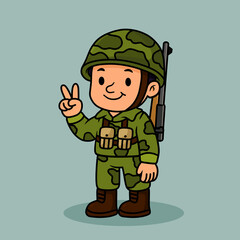 cartoon illustration of a soldier