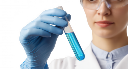 female scientist holding a test tube
