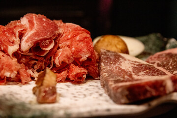 Platter of Raw Meat for Korean BBQ
