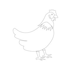 Rooster coloring page isolated for kids