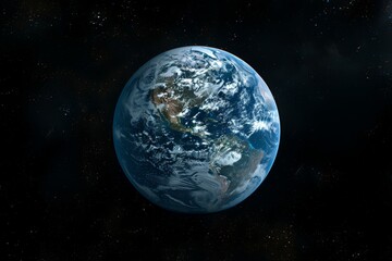 Fototapeta premium Stunning depiction of earth with a vibrant blue atmosphere set against a cosmic backdrop