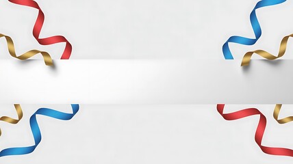 Festive ribbons red gold blue confetti celebration