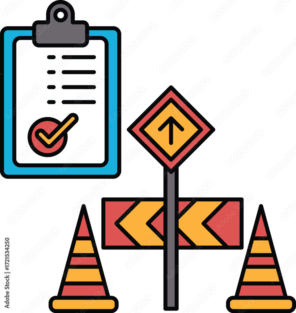Poster a clipboard with a check mark on it is next to a sign that says 