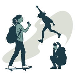 Active Youth &mdash; Illustration of Energetic Young People