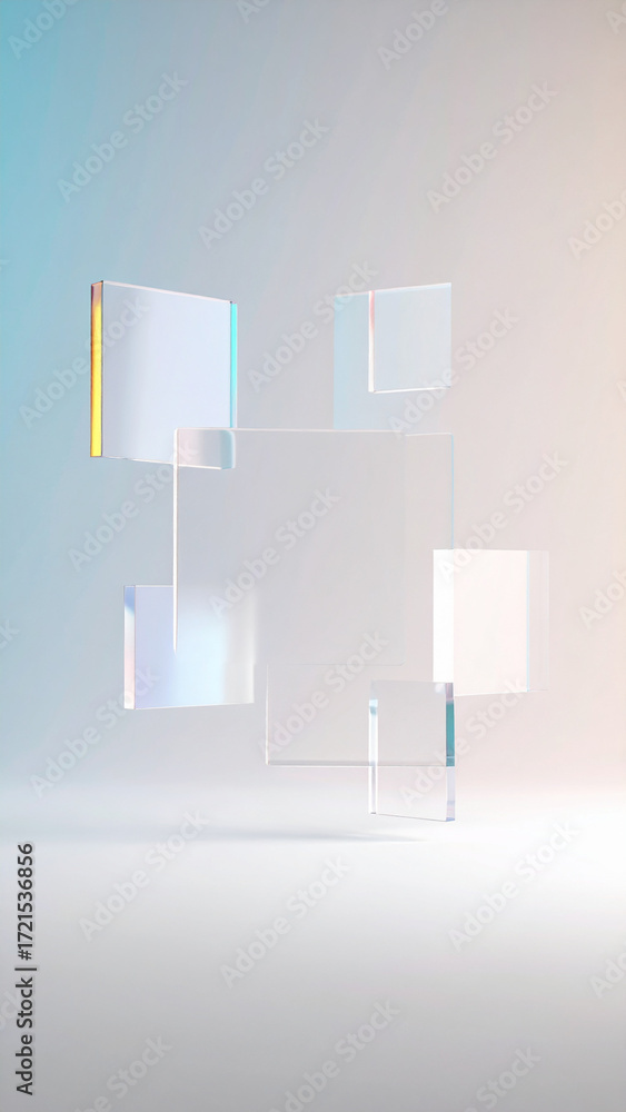 Poster abstract fluid, pastel, flowing shapes: abstract pastel shapes float serenely creating fashionable a