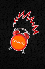 Desperate Ringing Alarm Clock with the Word "Deadline" on the Face