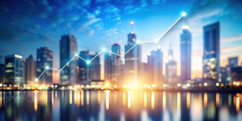 Obraz premium A blurred cityscape with a graph exposed on top in bright white
