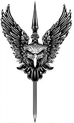 Eagle head with sword graphic design