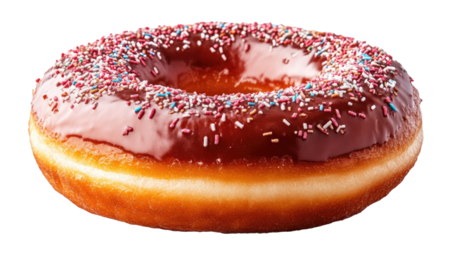 delicious donut with glistening glaze and colorful sprinkles. capture its pure indulgence with the details - Isolated On PNG Cut Out Isolated On Transparent and White Background
