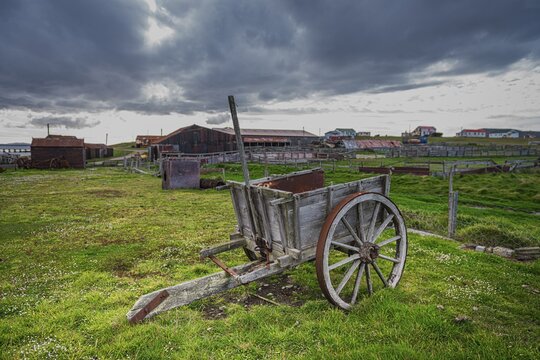 Old peat cart in Settlement, Pebble Island, Falkland Islands, Great Britain, South America