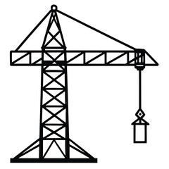 Simple outline drawing of a construction crane lifting a load