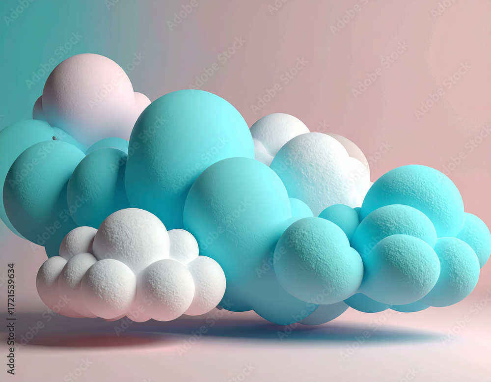Poster abstract fluid, pastel, flowing shapes: pastel cloud floats in gentle layers creating modern dreamsc