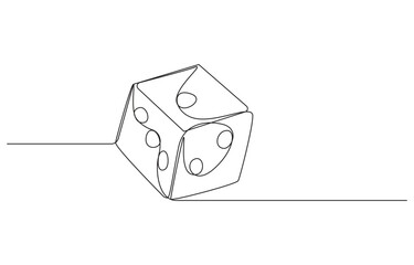continuous line art drawing of dice, dice one line art vector, Continuous contour drawing of game dice, Two dice one line drawing. Dice Rolling A Continuous Line Drawing Depiction