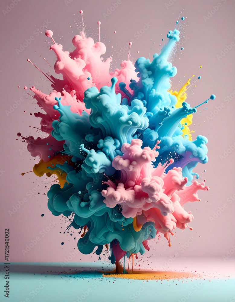 Poster Abstract fluid, pastel, flowing shapes: Pastel liquid clouds floating abstract layers modern creates calming vibe with their harmonious color palette