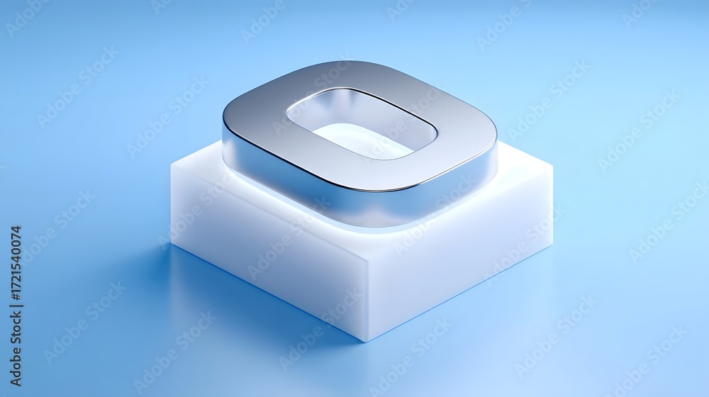 Poster a minimalist, sleek square-shaped digital button or display interface element in a clean, futuristic
