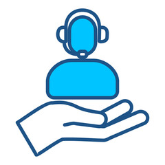 Human Resources Icon In Blue Monochrome Flat Design, Vector Illustration