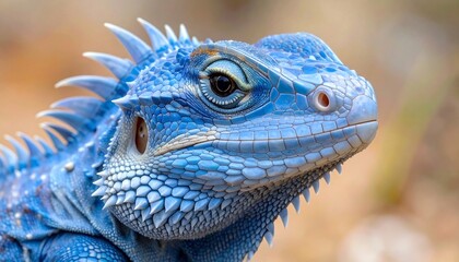 Obraz premium Close-up of a vibrant blue lizard
