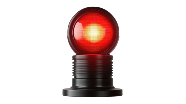 glowing red light signal. Isolated On Transparent and White Background