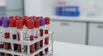 Laboratory Test Tubes in Test Tube Rack in Scientific Laboratory