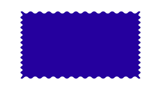 Rectangular postage stamp shape. Mockup blank postage stamp. Rectangle shape with zigzag and scallop edges. Vector illustration.