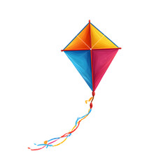 Kite Colorful Flying Sky Childhood Play Entertainment Icon isolated on transparent background