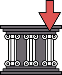 A white and black drawing of a column with a downward arrow pointing to it