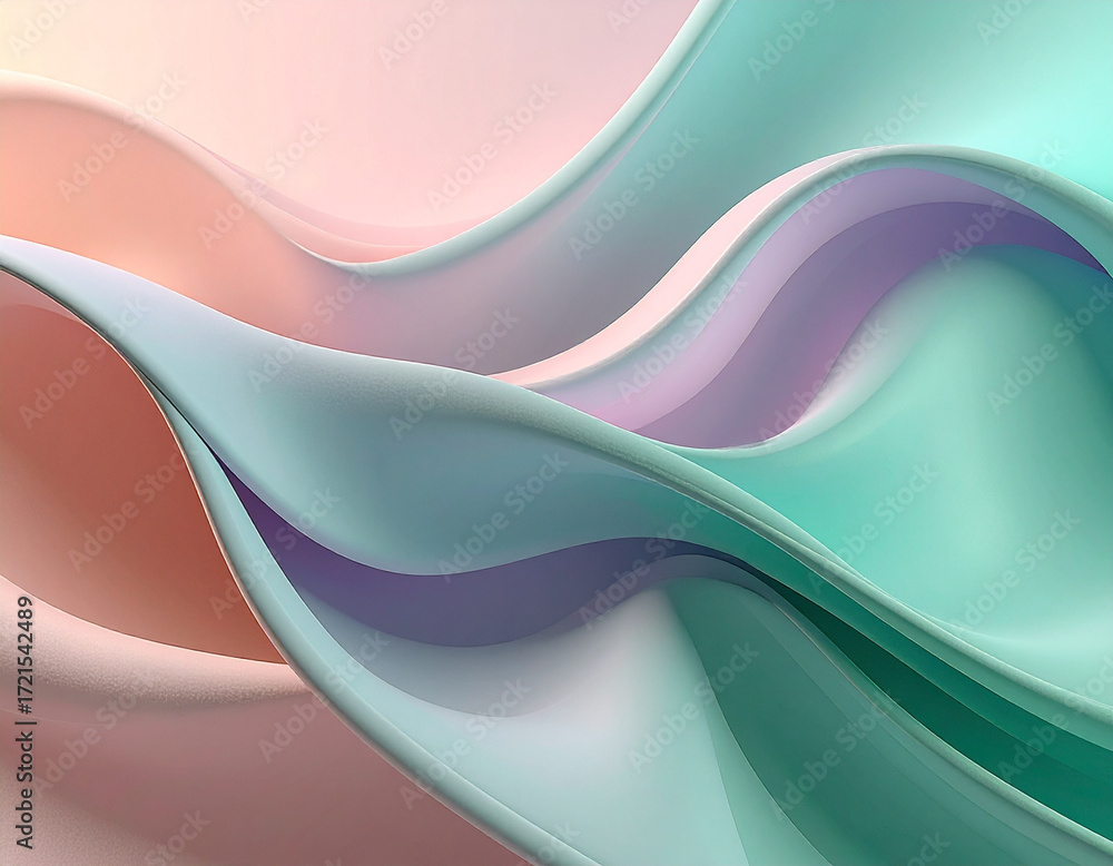 Poster abstract fluid, pastel, flowing shapes: pastel abstract fluid patterns delicate flowing shapes blend