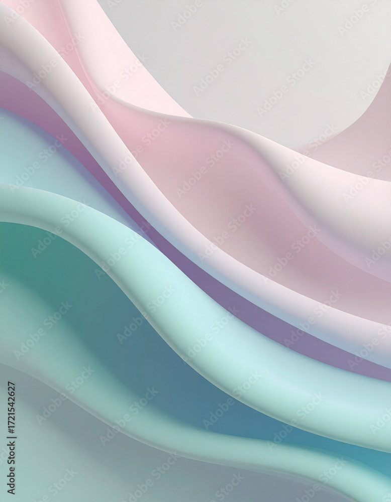 Poster abstract fluid, pastel, flowing shapes: pastel fluid pattern delicate flowing shape blend creating c
