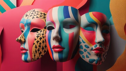 Colorful Decorative Masks Artful Expressions of Identity and Culture