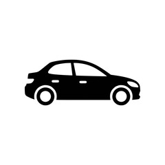 Fototapeta premium A clean black silhouette of a modern sedan car, representing automotive design and personal transportation